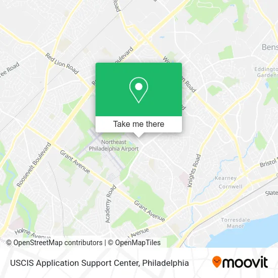 Mapa de USCIS Application Support Center