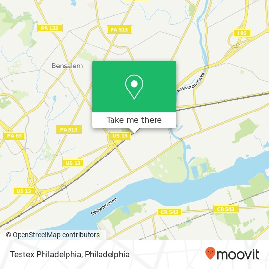 Testex Philadelphia map