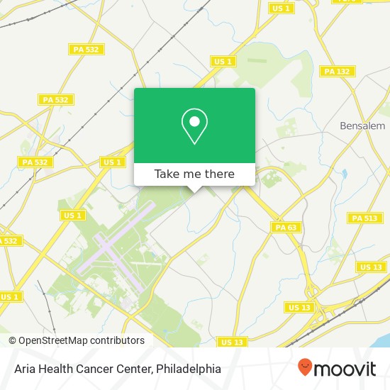 Mapa de Aria Health Cancer Center