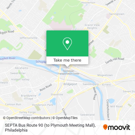 Mapa de SEPTA Bus Route 90 (to Plymouth Meeting Mall)