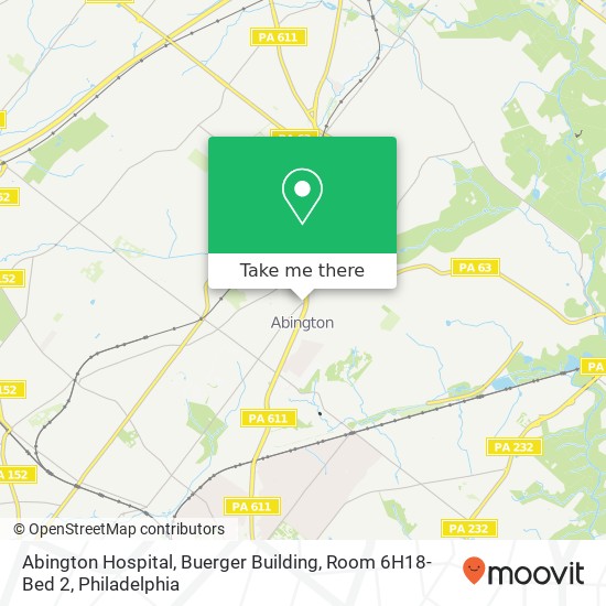 Abington Hospital, Buerger Building, Room 6H18-Bed 2 map