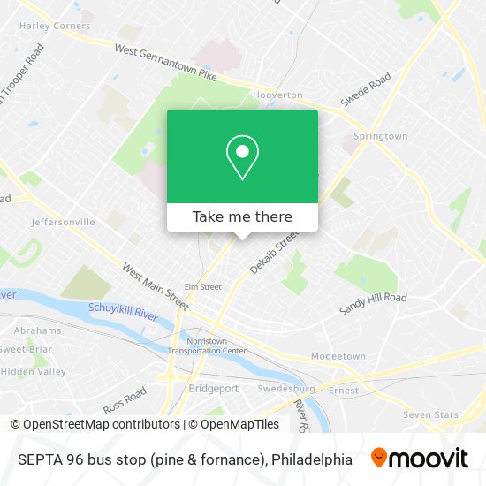 SEPTA 96 bus stop (pine & fornance) map