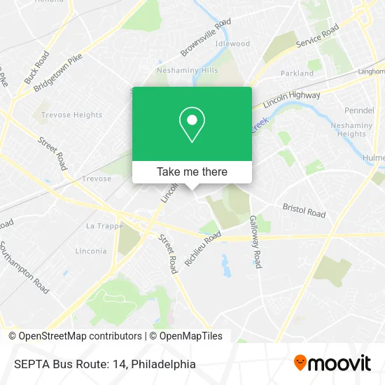 Mapa de SEPTA Bus Route: 14