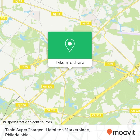 Tesla SuperCharger - Hamilton Marketplace map