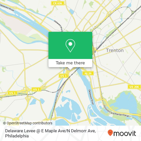 Mapa de Delaware Levee @ E Maple Ave / N Delmorr Ave