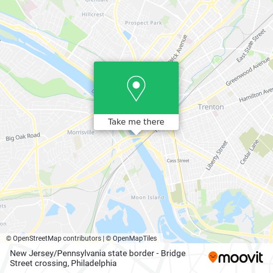 New Jersey / Pennsylvania state border - Bridge Street crossing map