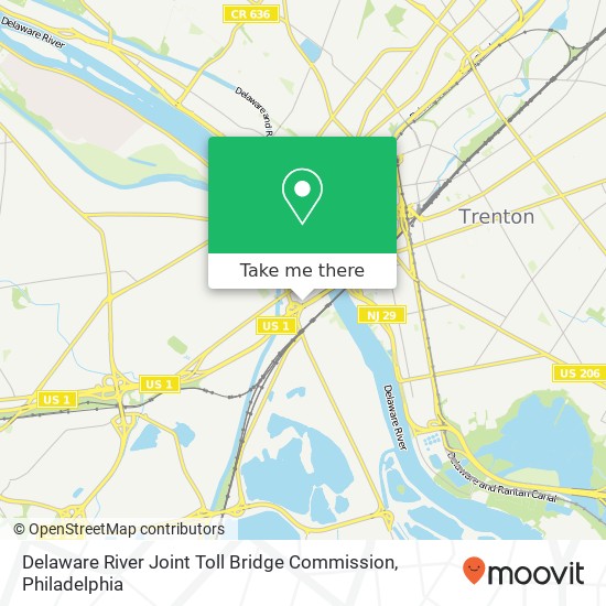 Mapa de Delaware River Joint Toll Bridge Commission