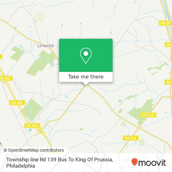 Mapa de Township line Rd  139 Bus To King Of Prussia