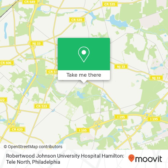 Mapa de Robertwood Johnson University Hospital Hamilton: Tele North