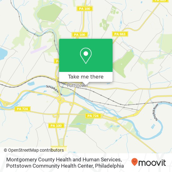 Mapa de Montgomery County Health and Human Services, Pottstown Community Health Center