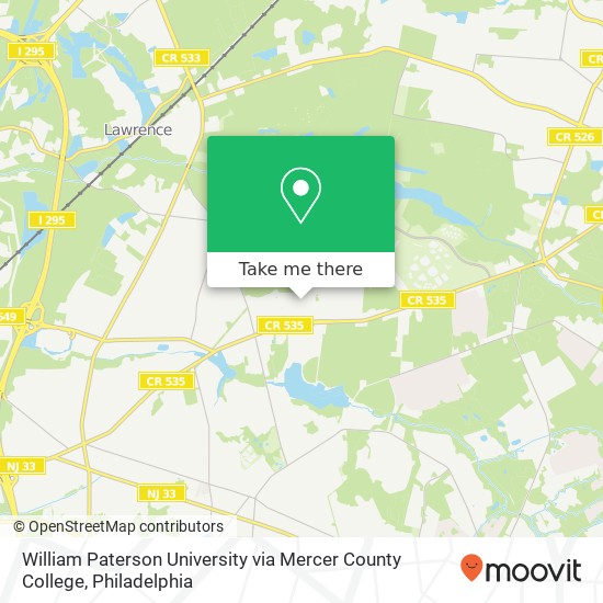 Mapa de William Paterson University via Mercer County College
