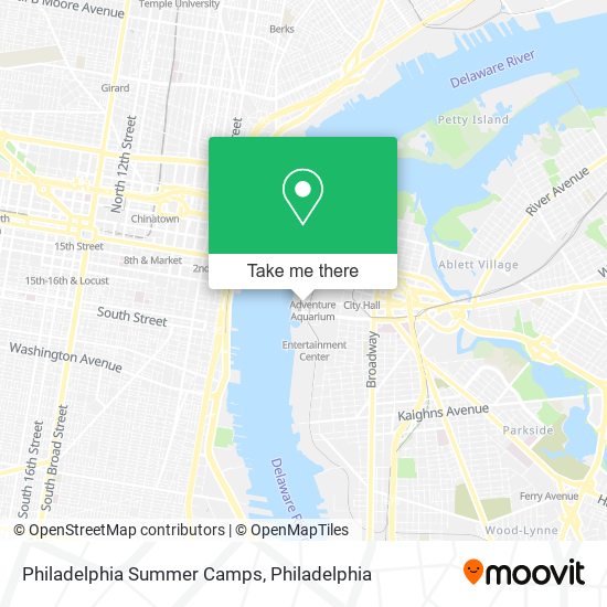 Philadelphia Summer Camps map