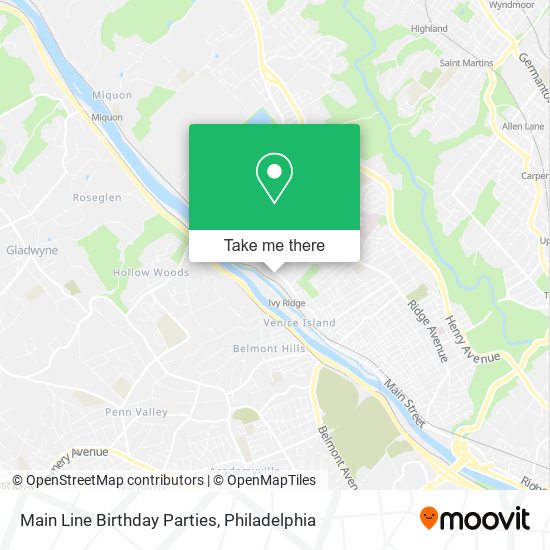 Mapa de Main Line Birthday Parties