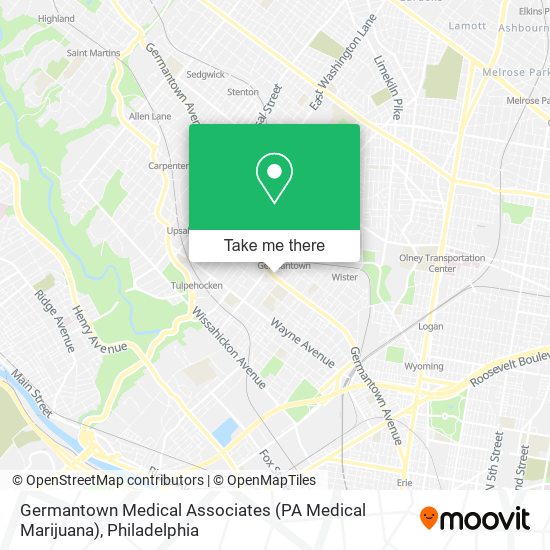 Mapa de Germantown Medical Associates (PA Medical Marijuana)