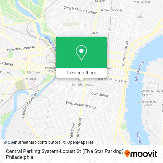 Central Parking System-Locust St (Five Star Parking) map