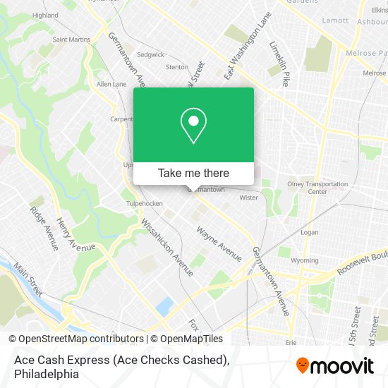 Mapa de Ace Cash Express (Ace Checks Cashed)