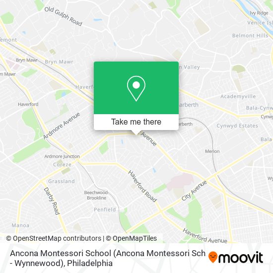 Mapa de Ancona Montessori School (Ancona Montessori Sch - Wynnewood)