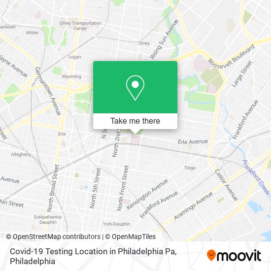 Mapa de Covid-19 Testing Location in Philadelphia Pa