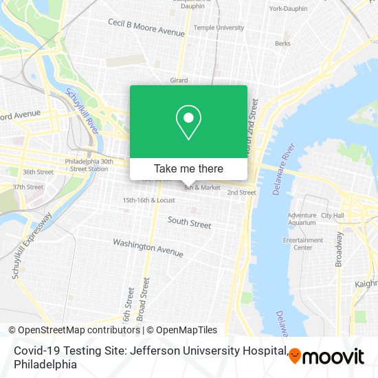 Covid-19 Testing Site: Jefferson Univsersity Hospital map