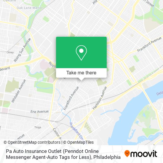 Mapa de Pa Auto Insurance Outlet (Penndot Online Messenger Agent-Auto Tags for Less)