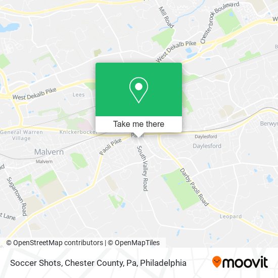 Soccer Shots, Chester County, Pa map
