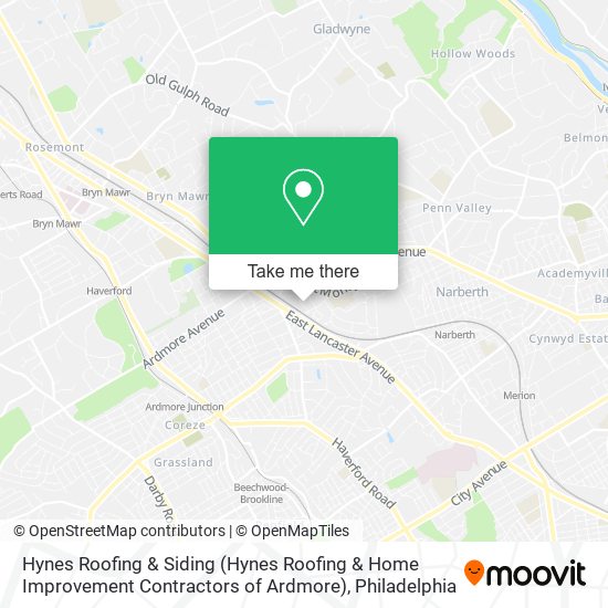 Hynes Roofing & Siding (Hynes Roofing & Home Improvement Contractors of Ardmore) map