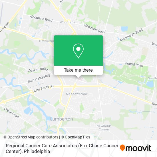 Mapa de Regional Cancer Care Associates (Fox Chase Cancer Center)