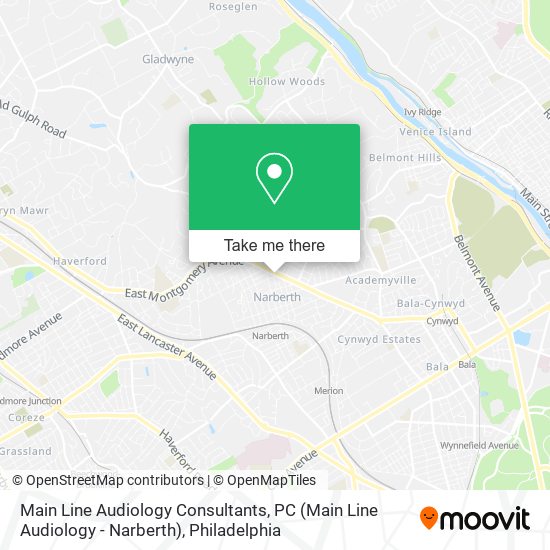 Main Line Audiology Consultants, PC (Main Line Audiology - Narberth) map