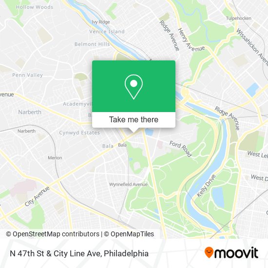 N 47th St & City Line Ave map
