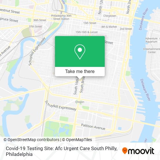 Mapa de Covid-19 Testing Site: Afc Urgent Care South Philly