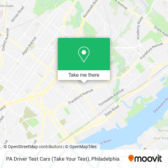 PA Driver Test Cars (Take Your Test) map