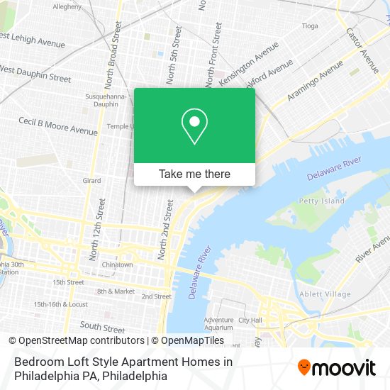 Mapa de Bedroom Loft Style Apartment Homes in Philadelphia PA
