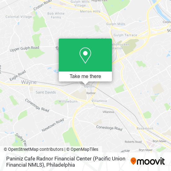 Paniniz Cafe Radnor Financial Center (Pacific Union Financial NMLS) map