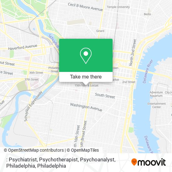: Psychiatrist, Psychotherapist, Psychoanalyst, Philadelphia map