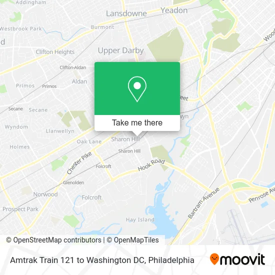 Amtrak Train 121 to Washington DC map