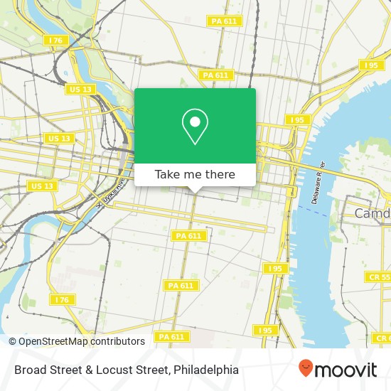 Broad Street & Locust Street map