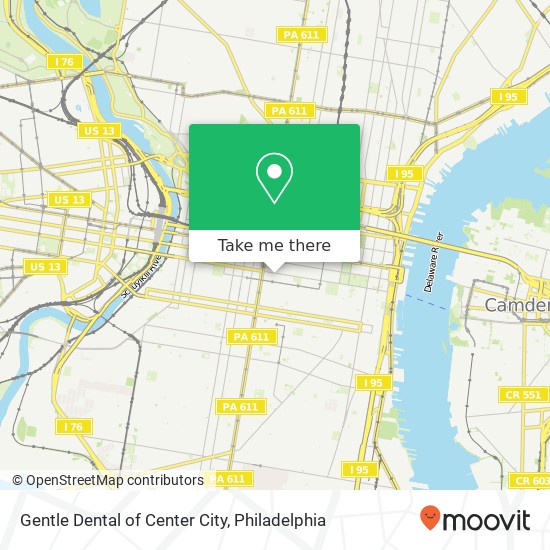Gentle Dental of Center City map