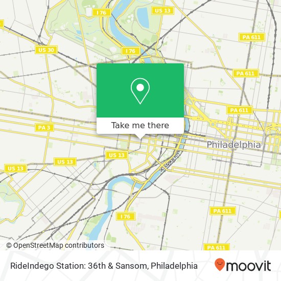 RideIndego Station: 36th & Sansom map
