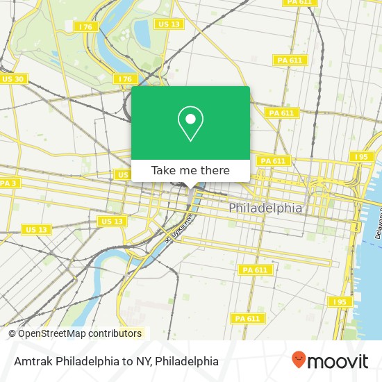 Mapa de Amtrak Philadelphia to NY