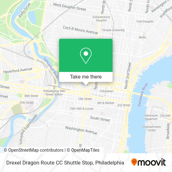 Mapa de Drexel Dragon Route CC Shuttle Stop