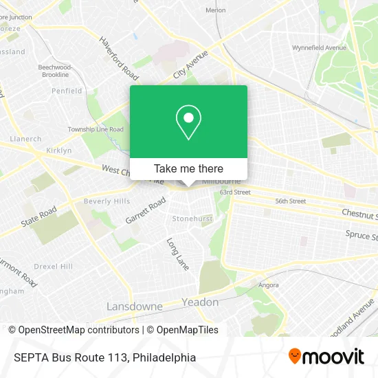 SEPTA Bus Route 113 map