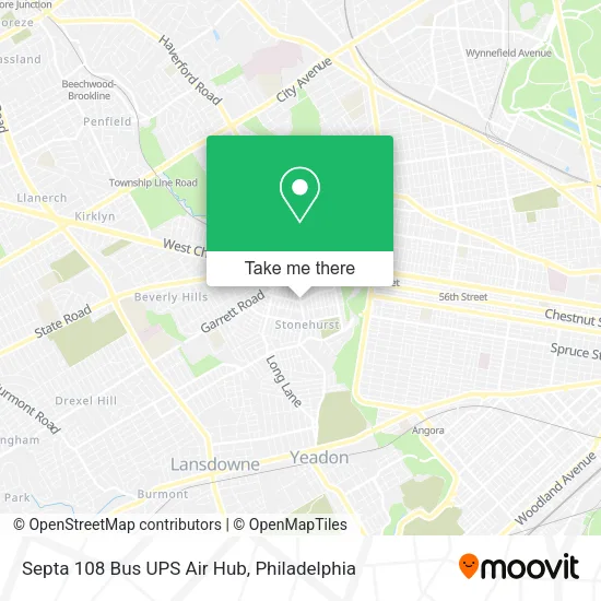 Septa 108 Bus UPS Air Hub map