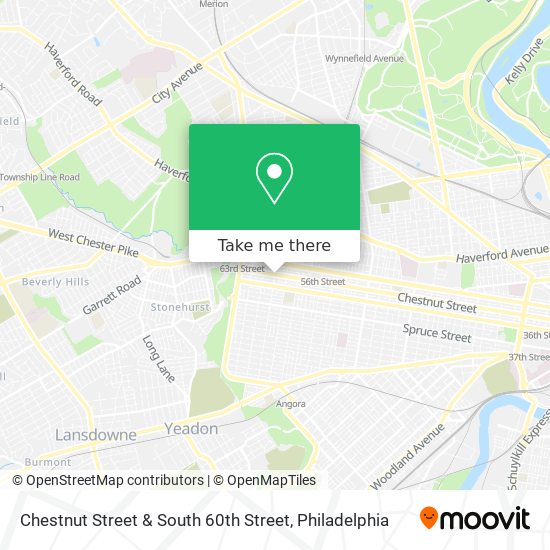 Chestnut Street & South 60th Street map