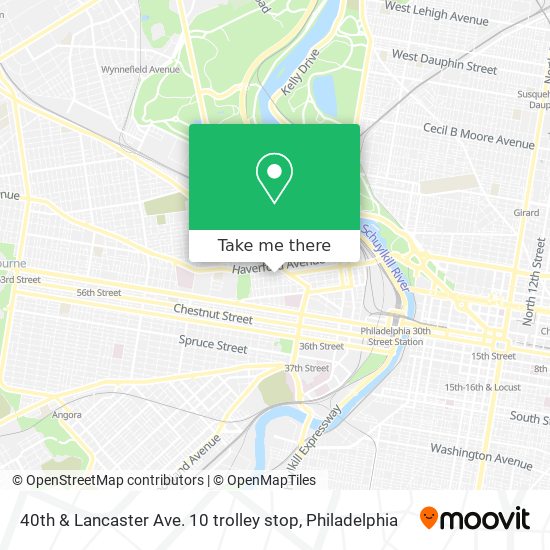 Mapa de 40th & Lancaster Ave. 10 trolley stop