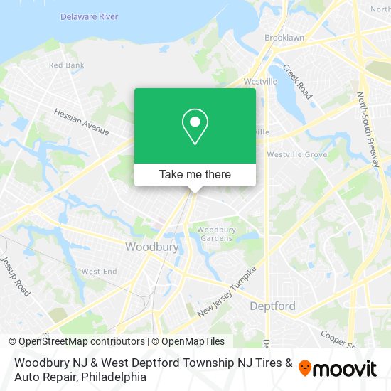 Mapa de Woodbury NJ & West Deptford Township NJ Tires & Auto Repair