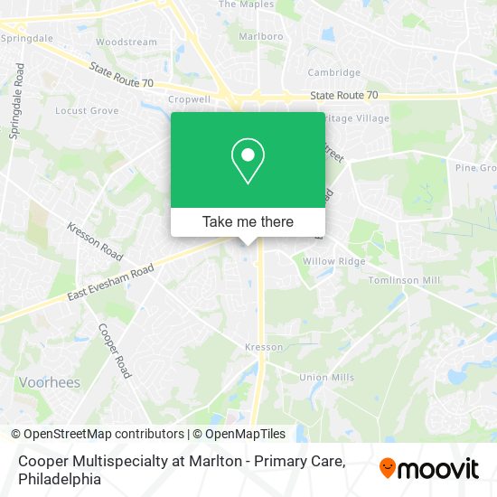 Cooper Multispecialty at Marlton - Primary Care map