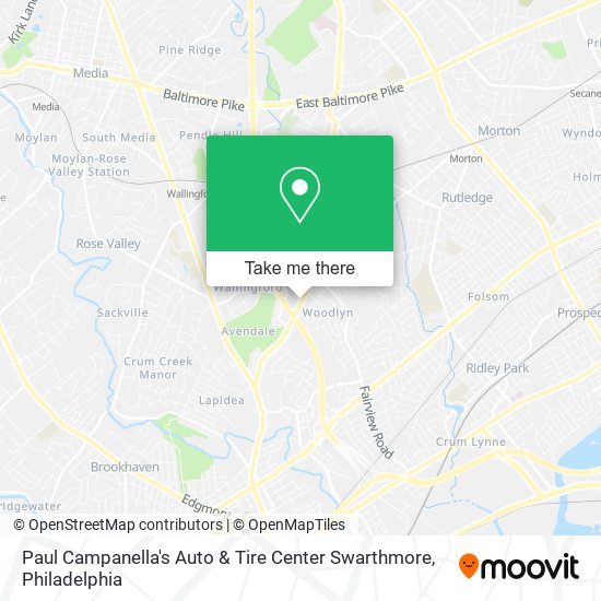 Mapa de Paul Campanella's Auto & Tire Center Swarthmore