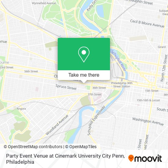 Mapa de Party Event Venue at Cinemark University City Penn