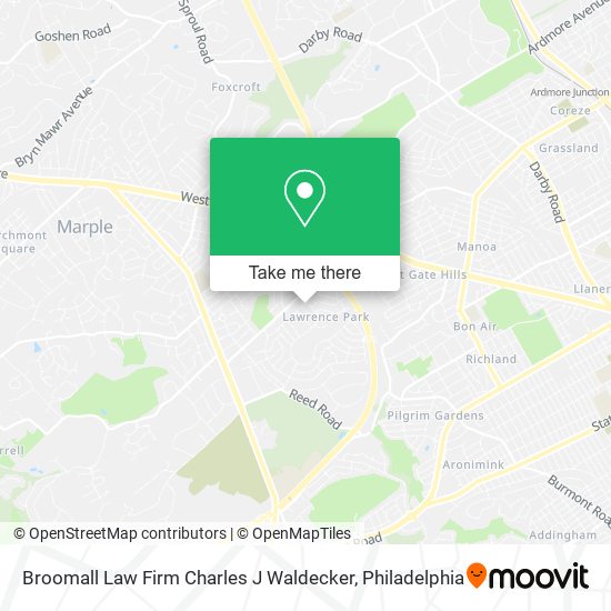 Broomall Law Firm Charles J Waldecker map