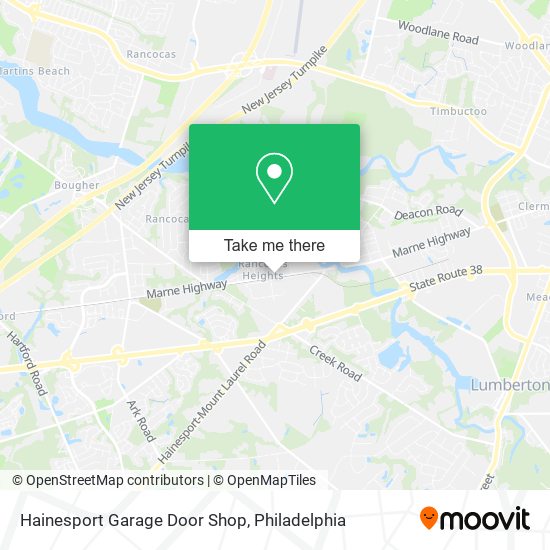 Mapa de Hainesport Garage Door Shop